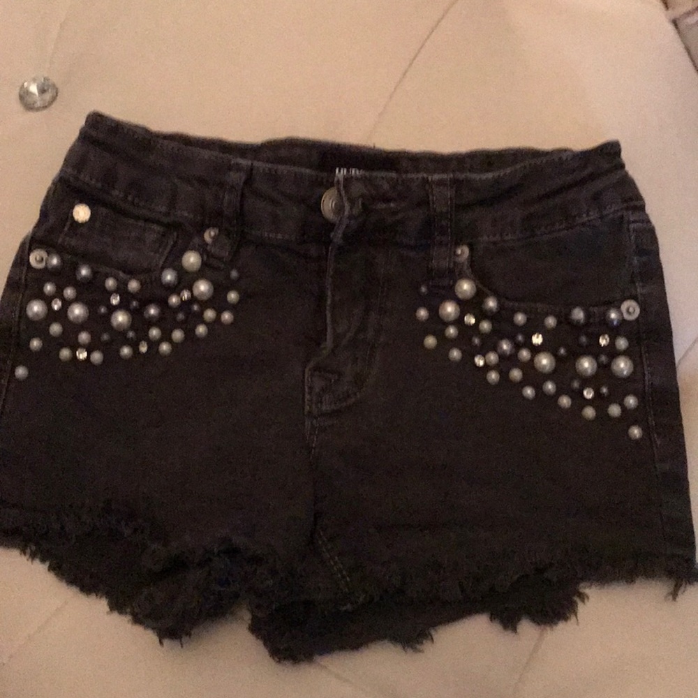 Girls black Hudson shorts with pearls